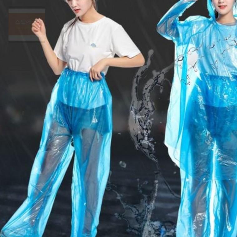 스토어 연 일회용 상하 전신우비 여성레인코트 오토바이비옷