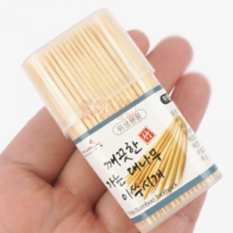 가는 대나무 이쑤시개 3통 이쑤시개고급포장 일회용이쑤시개