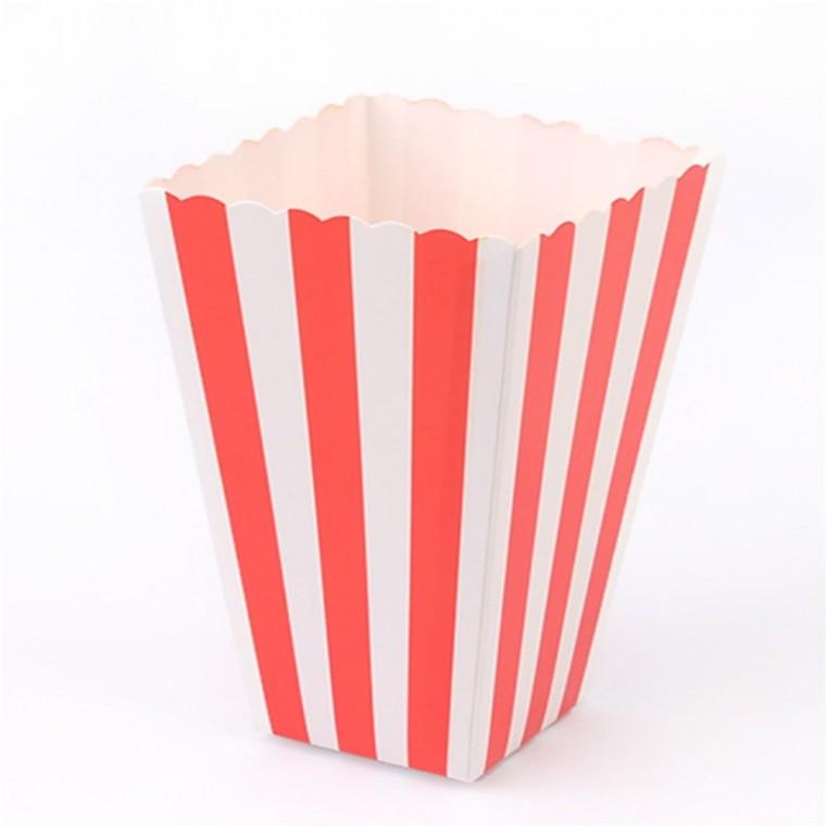 접이식 사각 꼬깔 종이컵 과자통 줄무늬컵 팝콘용기 일회용사각종이컵 팝콘봉투