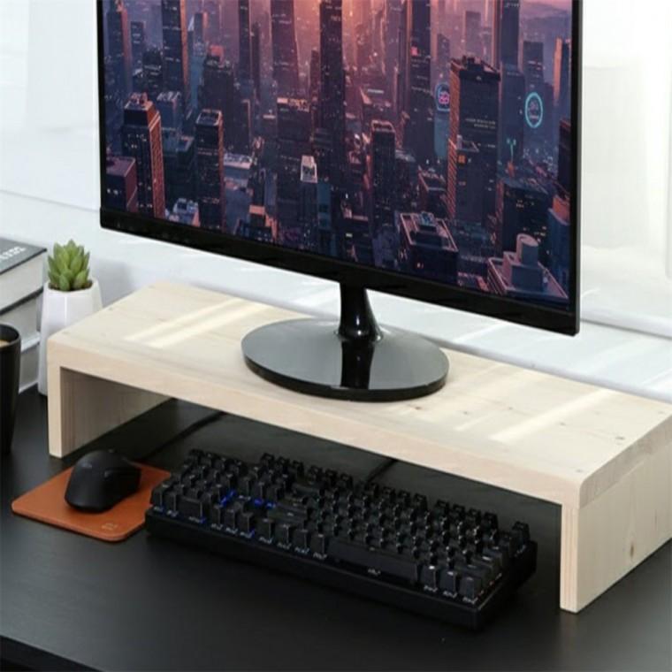 원목 모니터받침대 PC거치대 컴퓨터모니터거치대 원목모니터스탠드