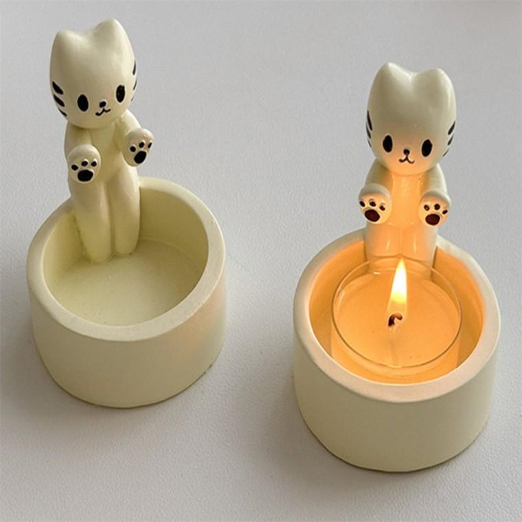 고양이 촛대 촛대함 인테리어촛대 고양이티라이트홀더