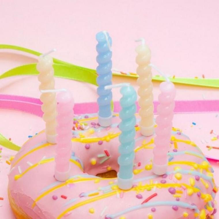꽈배기 생일초 6입 파스텔 컬러 캔들