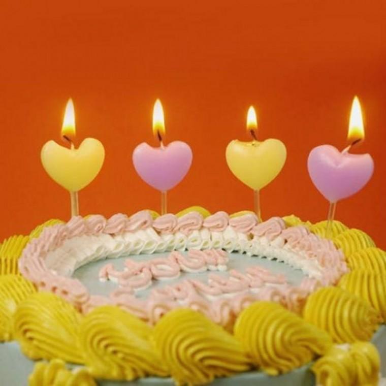 하트초 7개입 퍼플레몬 생일 캔들세트