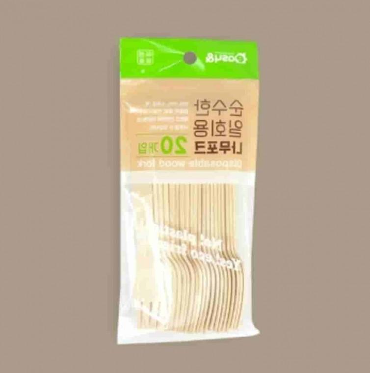 일회용 나무포크 20개입 5개 일회용디저트포크 일회용미니포크 피크닉포크 도시락포크
