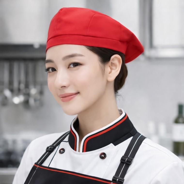 PL 가성비 주방모자 유니폼 베레모 주방모자(레드) No74