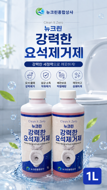뉴크린 강력한 요석제거제 변기세정제 소변기막힘 화장실변기청소 대량주문가능1LX2개