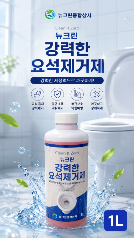 뉴크린 강력한 요석제거제 변기세정제 소변기막힘 화장실변기청소 대량주문가능1L