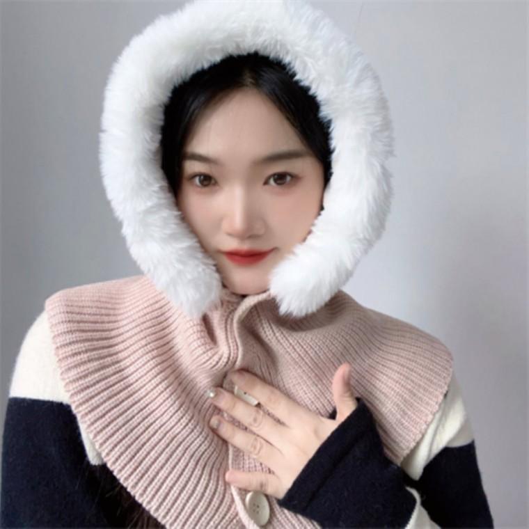 여성 여자 겨울 핑크 후드넥워머모자 바라클라바 방한털모자 부드러운넥워머 스키넥워머