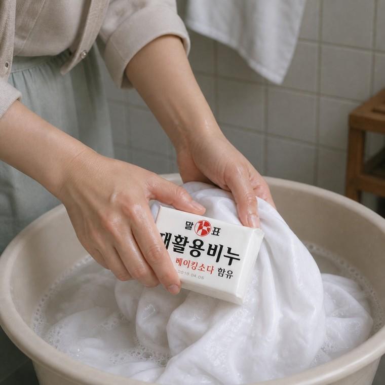 재활용 세탁비누 베이킹소다 함유 손빨래 의류세척용 화이트패키지 단품형