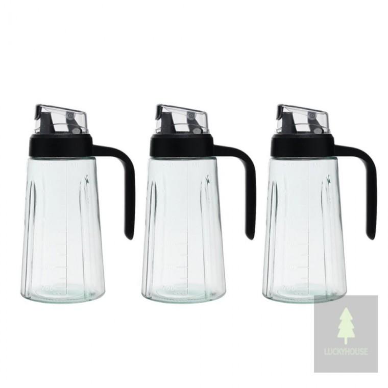 자동개폐 오일병 3p 600ml 블랙 시럽병 유리소스병 간장유리병
