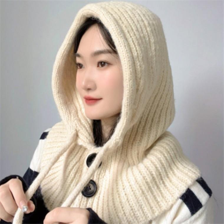 여성 겨울 단추니트후드넥워머 바라클라바 방한넥워머 문어모자 부드러운넥워머