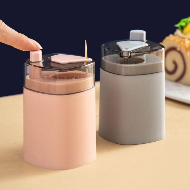 자동 푸쉬 부착식 원터치 보관함 이쑤시개통