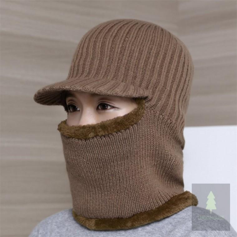 넥워머 털모자 브라운 남녀공용 겨울등산용넥워머 목보온밴드 남자넥워머모자세트