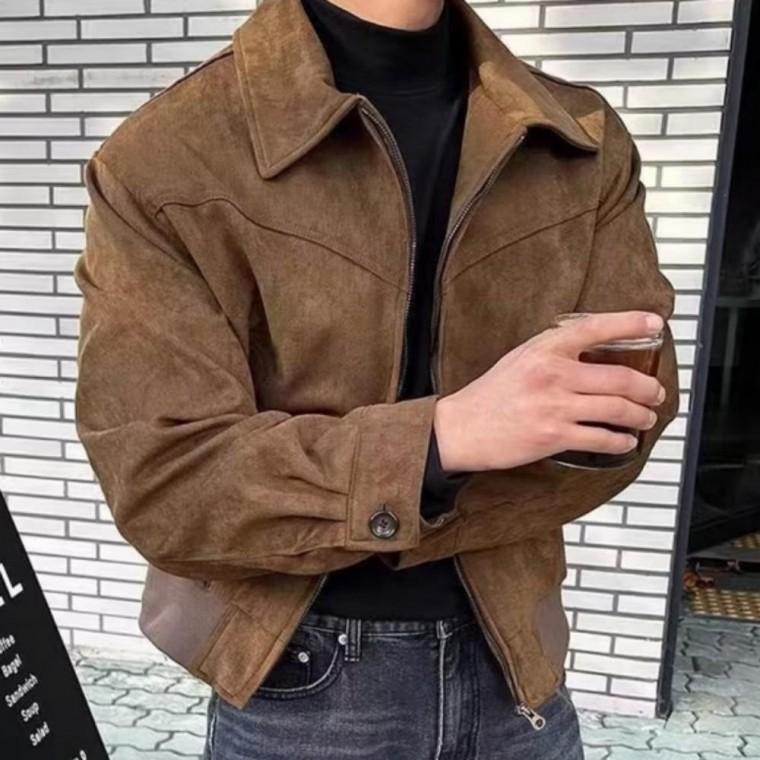 남성 스웨이드 하프 숏자켓 점퍼