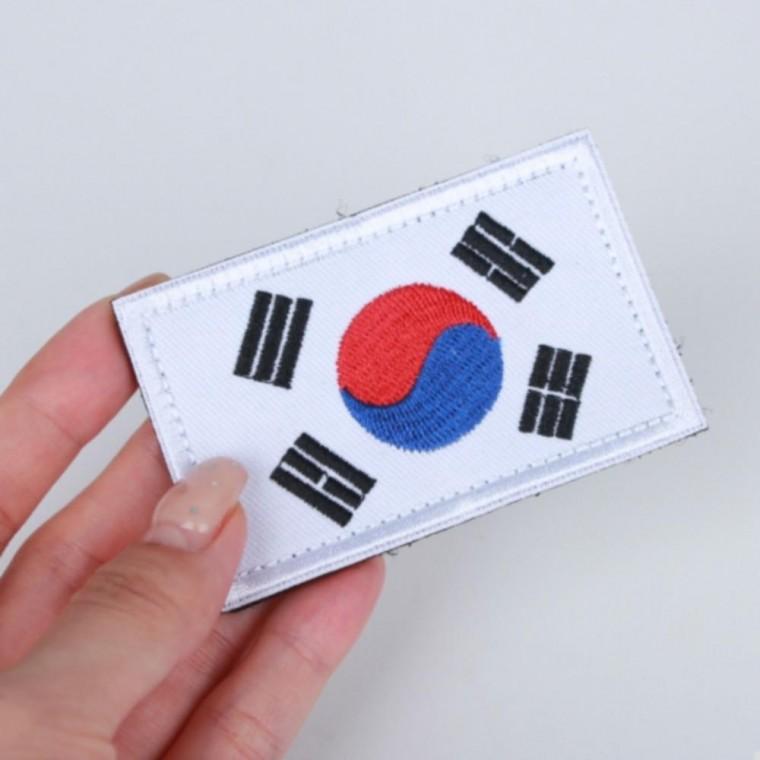화이트 태극기 자수패치 찍찍이 밀리터리 와펜 대한민국 국기 한국 전술 장비 데코