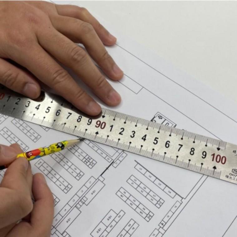 1개 1m 100cm 일자 쇠자 철자 스틸자 방안자 눈금 측정용 재단