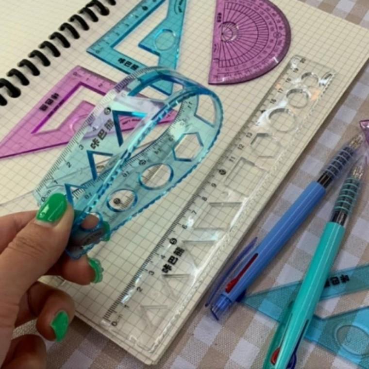 4종세트 말랑한 자 모형자 세트 모양자 삼각자 각도기 초등학생 학습 도형자