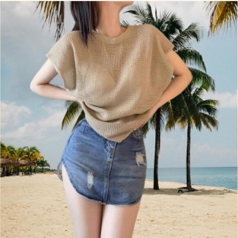 시스루 망사 티셔츠 메쉬 여름 여성 레이어드 비키니 수영업 커버업