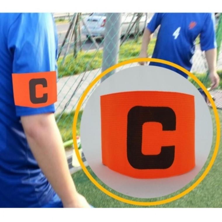 1개 오렌지 풋살 팀장 팔뚝 완장 축구 주장 표시 캡틴 마크 암밴드 스판 찍찍이 패드