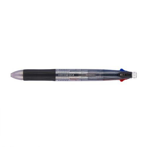 사라사4색볼펜 0.5mm 1자루 흑 청 적 녹 흑색바디 노크식 제브라