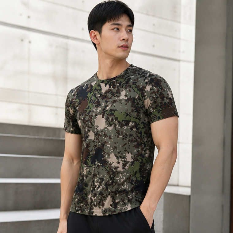 군용 로카티 카모플라쥬 반팔 티셔츠 기능성 런닝웨어 운동복