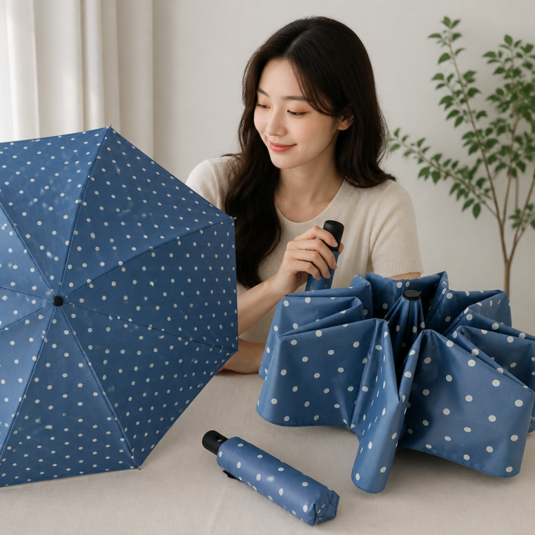 땡땡이 암막 접이식우산 경량 양산 접는 우산