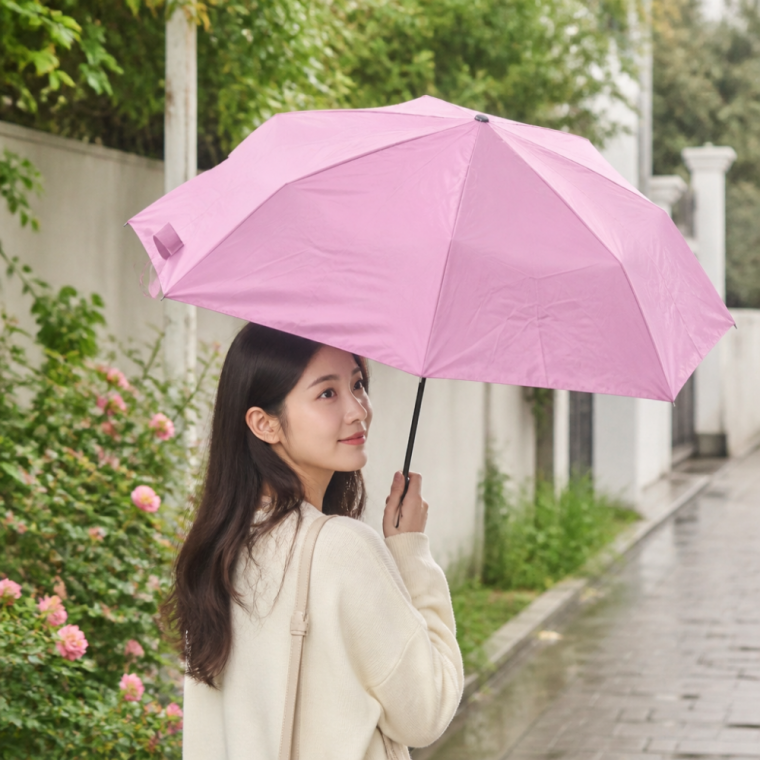 암막 핑크색 3단 자동 우산 겸용 양산