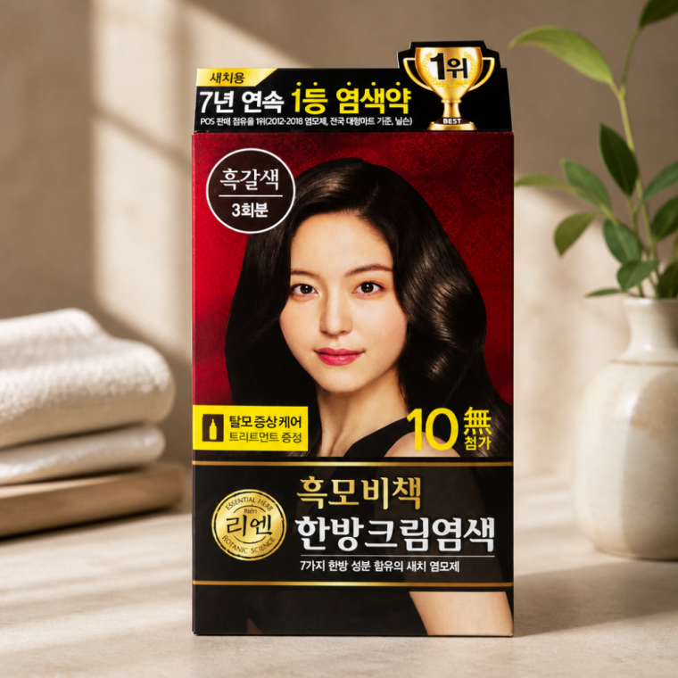 흑모비책 새치 염모제 흑갈색 3회분 한방 크림 염색약