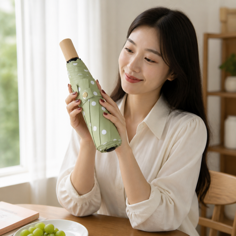 자외선 차단 3단 양우산 도트 패턴 암막 햇빛 가리개
