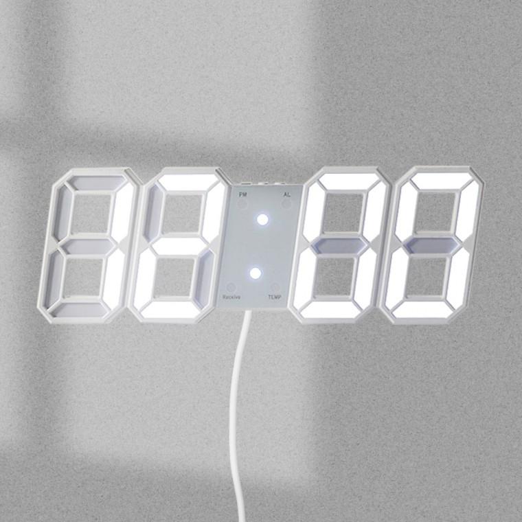 PL 아이디어 벽시계 스마트 LED 리모컨 디지털 벽시계(화이트+화이트) No7