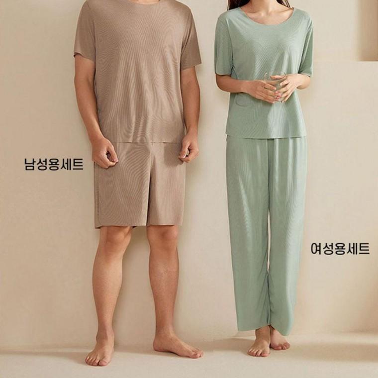여름 쿨링 홈웨어 남성용 여성용 잠옷 세트