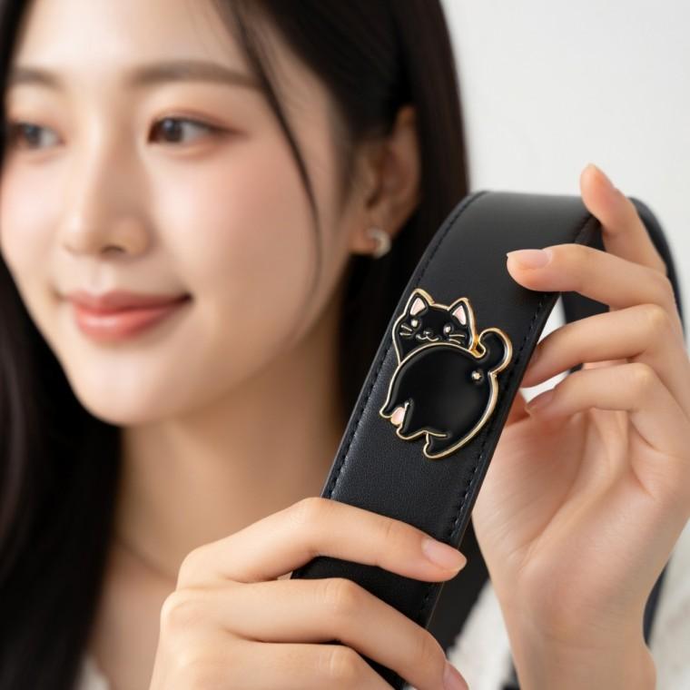 화이트 핀뱃지 브로찌 여성 스카프 고양이 뱃지