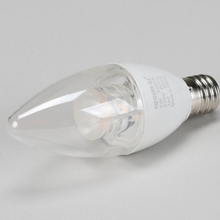 투명 LED 촛대구 5W E17 전구색 캔들전구
