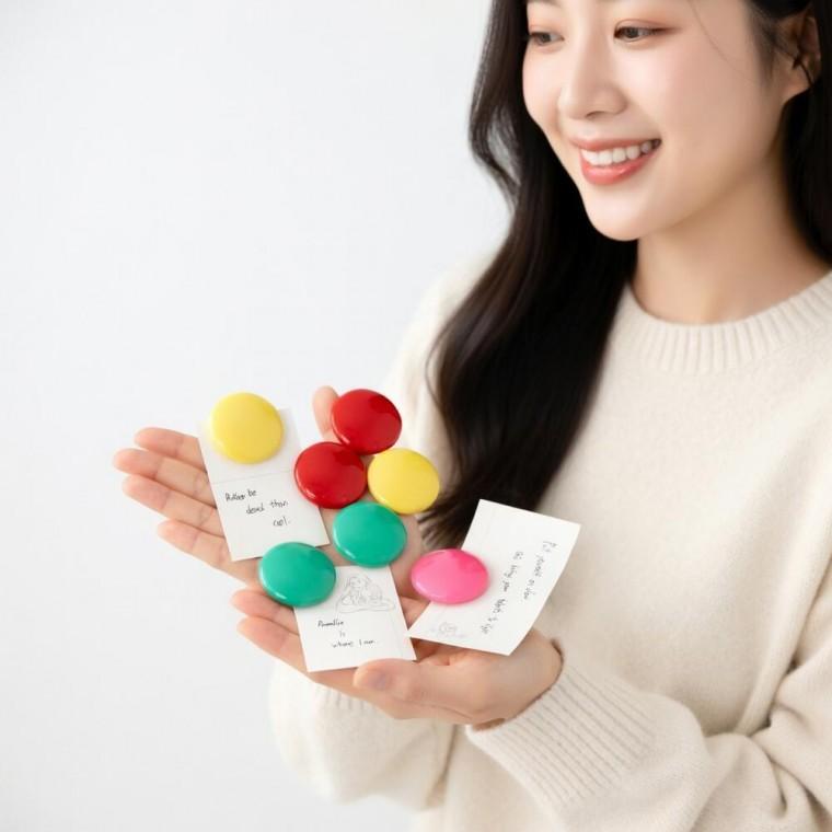 메모핀 40mm 원형 고정 팩 냉장고 자석