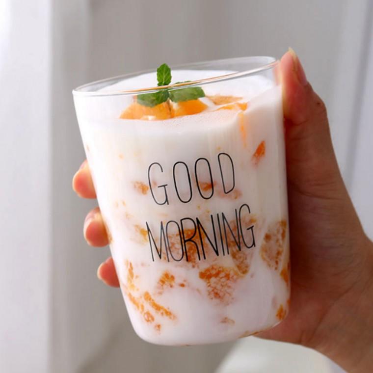 PL 고급형 유리컵 [로하티] 굿모닝 투명 유리컵(350ml) No40