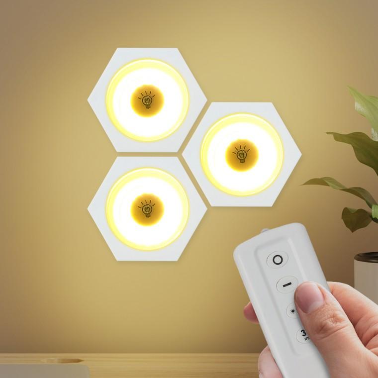 PL 캐쥬얼 LED스탠드 홈앤 LED 붙이는 조명 무드등 3개입(웜색) (리모컨포함) No7