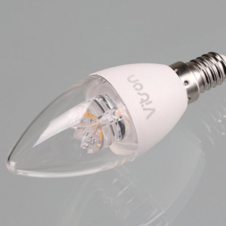 투명 LED 촛대구 5W E14 전구색 캔들전구