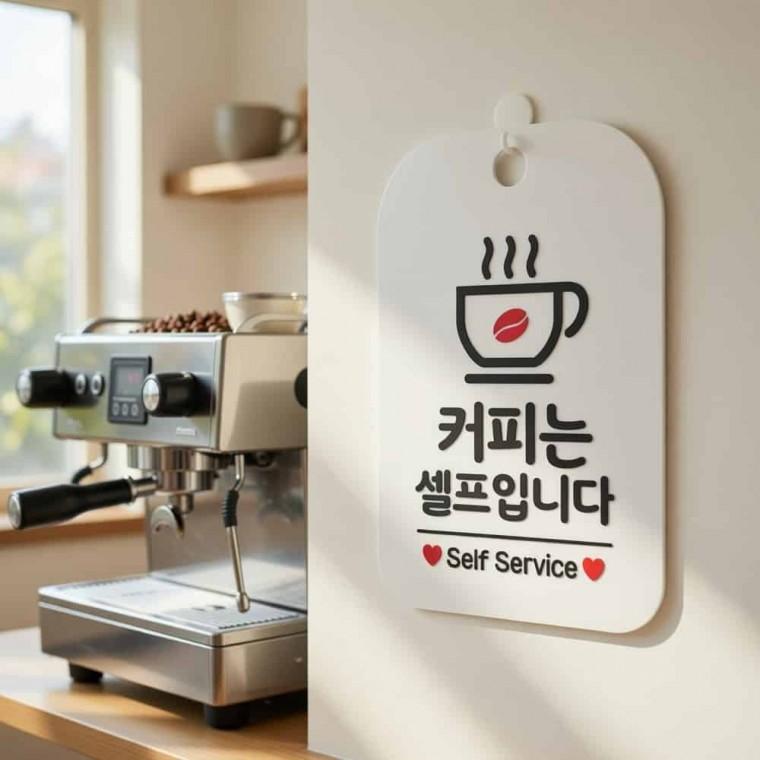 커피는셀프입니다 안내판 커피존표시 셀프커피구역표시