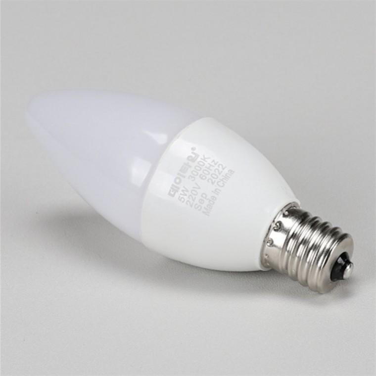불투명 LED 촛대구 5W E17 전구색 촛불전구