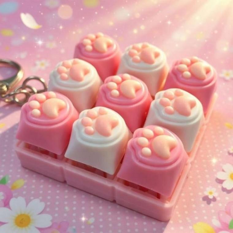 고양이 발바닥 클릭커 키링 액세서리