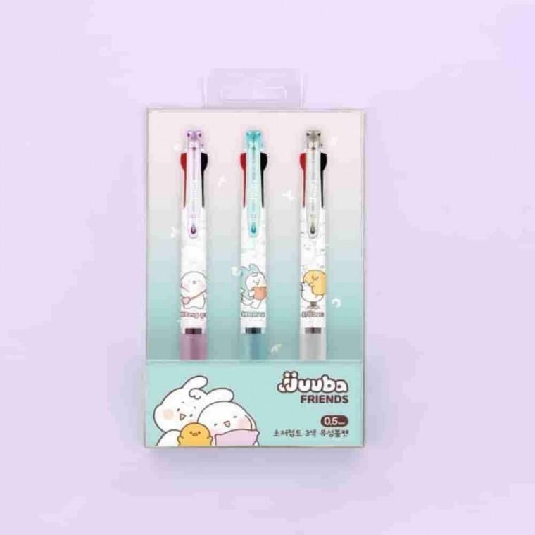 유성 3색 볼펜0.5mm 3본입 부드러운볼펜 삼색펜 홍보용볼펜