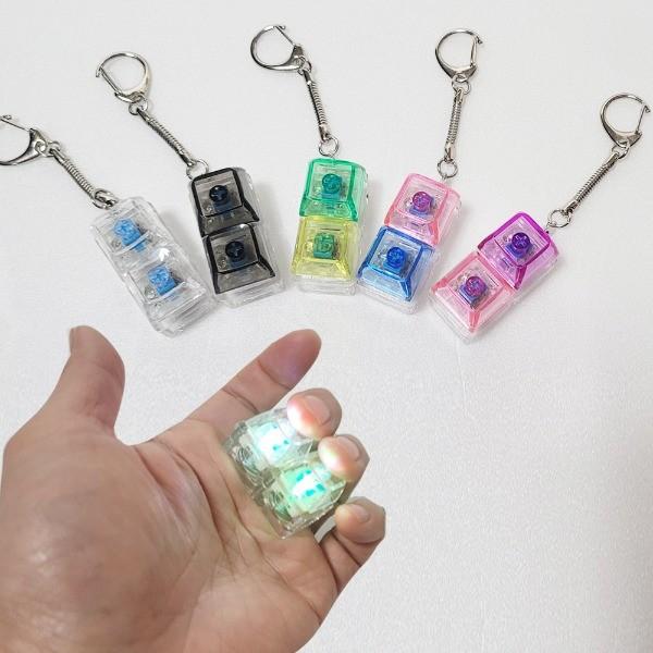 투명 LED 2구 키캡키링 딸깍이 손장난감 키보드 클리커 피젯토이 키홀더 어린이날선물 열쇠고리 가방고리