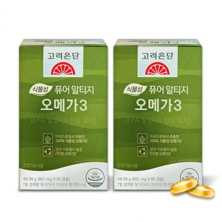 고려은단 식물성 퓨어 알티지 오메가3 60캡슐x2개 4개월분