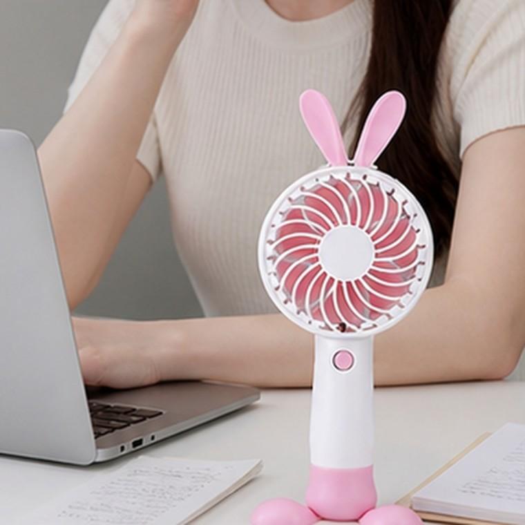 토끼귀 휴대용선풍기 USB충전 원터치 스탠드겸용 스트랩 휴대 여름