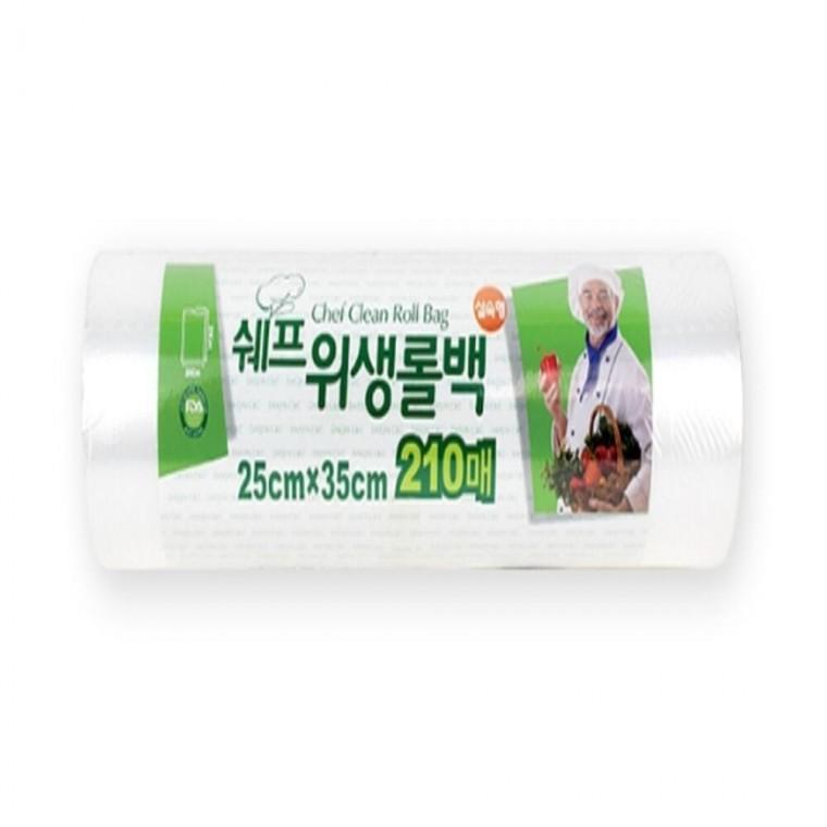 위생롤백 210매 소형 25x35cm 3개 일회용봉투 위생롤팩 위생봉투