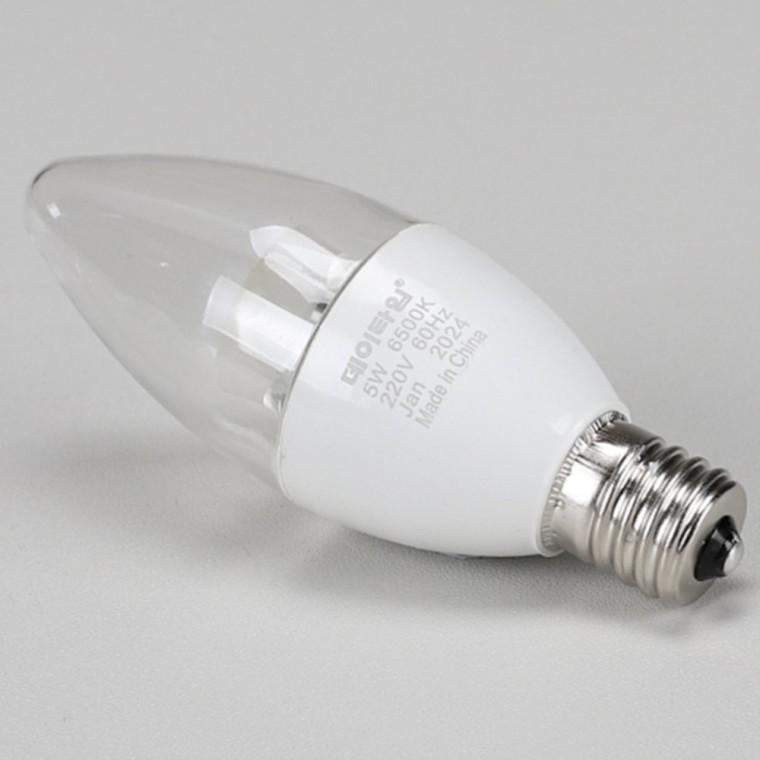 투명 LED 촛대구 5W E17 주광 벌브전구