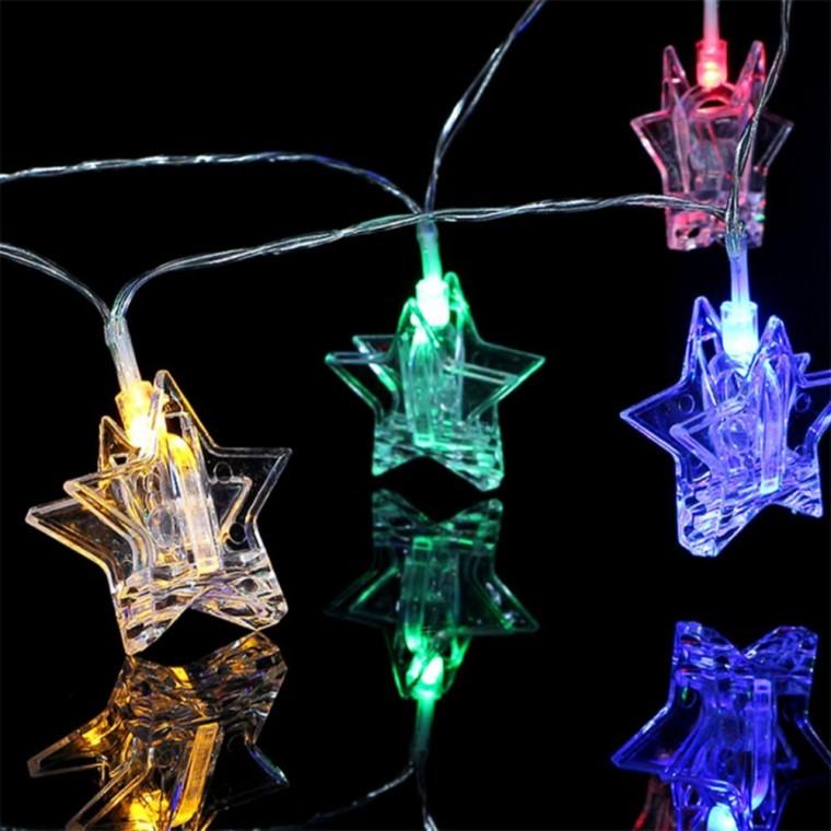 LED 별 집게 전구 3m 20구 웜색 가렌드 벽면인테리어