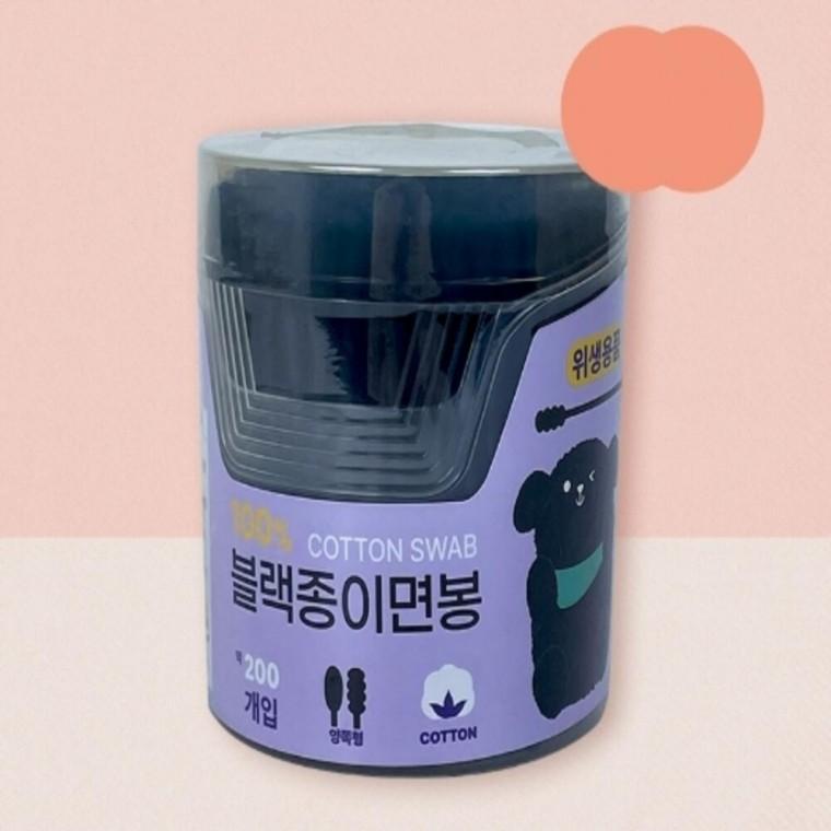 블랙면봉 200P 5개 메이크업면봉 귀청소기 귀지청소