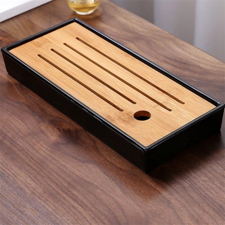 대나무 차판 28x12cm 블랙 다도테이블 차트레이 퇴수기