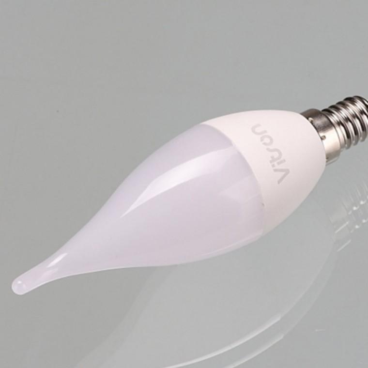 불투명 LED 촛대구 플레임 5W E14 전구색 촛불전구
